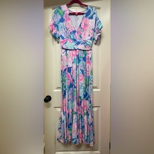 Lilly Pulitzer Midi Dress Peony For Your Thoughts